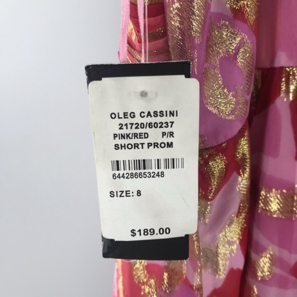 Red/Pink/Gold Oleg Cassini Dress NWT sz 8 - Picture 11 of 12